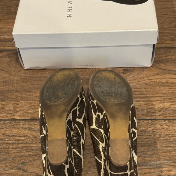 Nine West Black and Cream Patterned Wedge Sandals - Picture 2 of 8